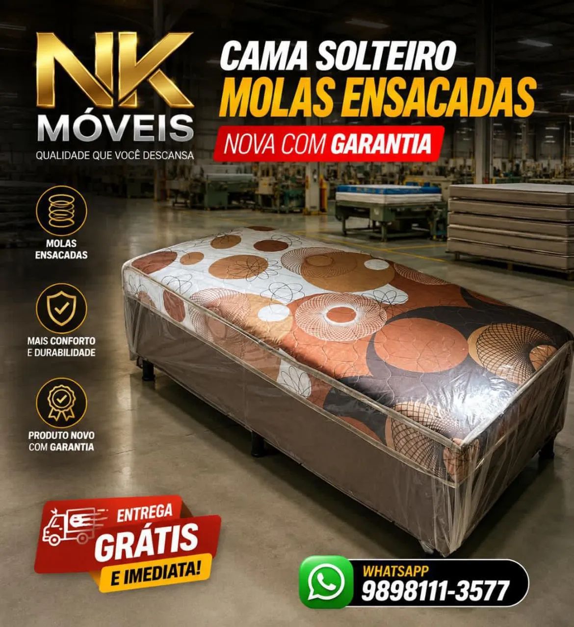 Camas de Solteiro e Solteirão de espuma e molas novas, PEÇA JÁ A SUA 