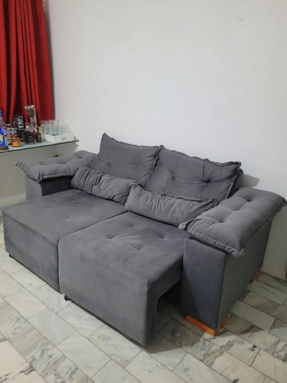 Sofá 4 lugares Retrátil, Cinza