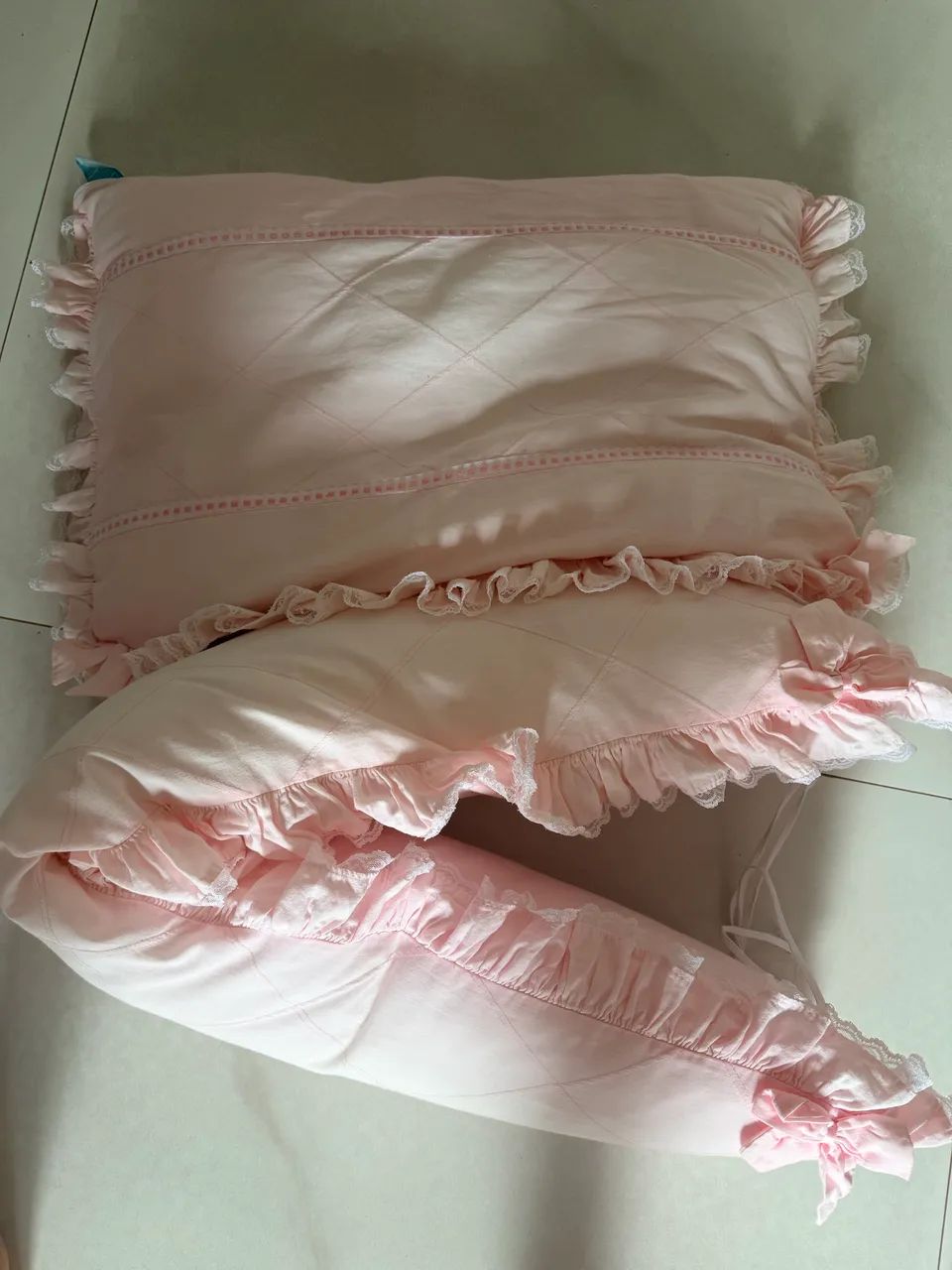 Kit Berço Americano Rosa com Protetor de Grade - Foto 4