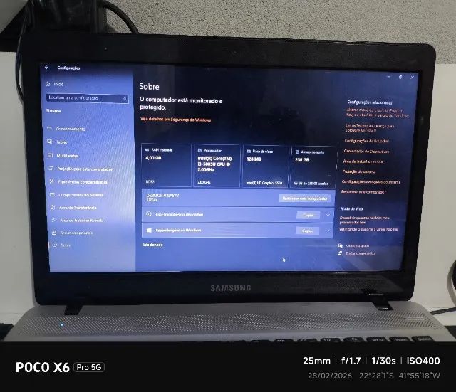 Notebook Samsung i3 + SSD 240GB + Mouse HP (Negociável)
