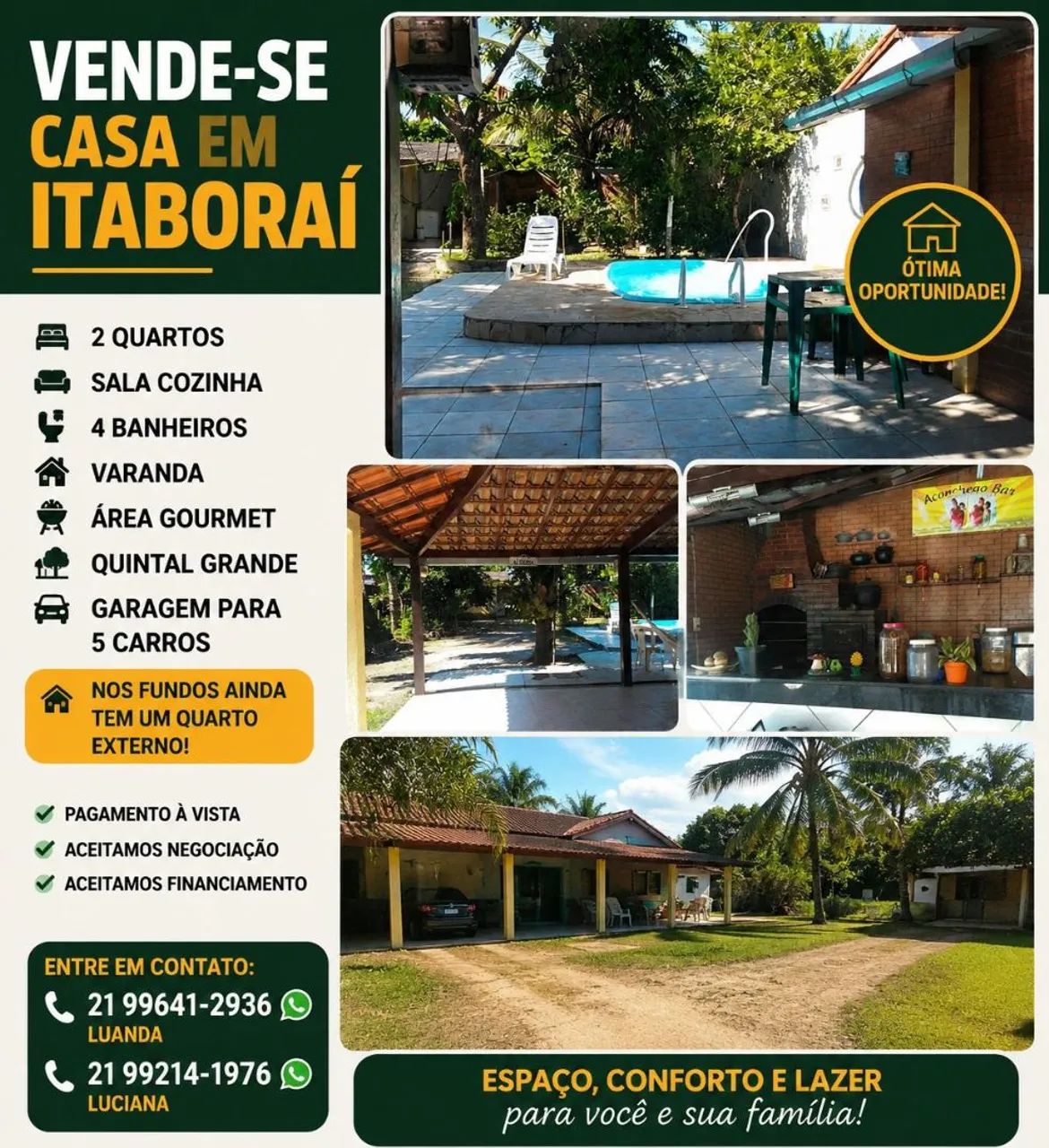 Casa 2 quartos, piscina e área de lazer itaborai 