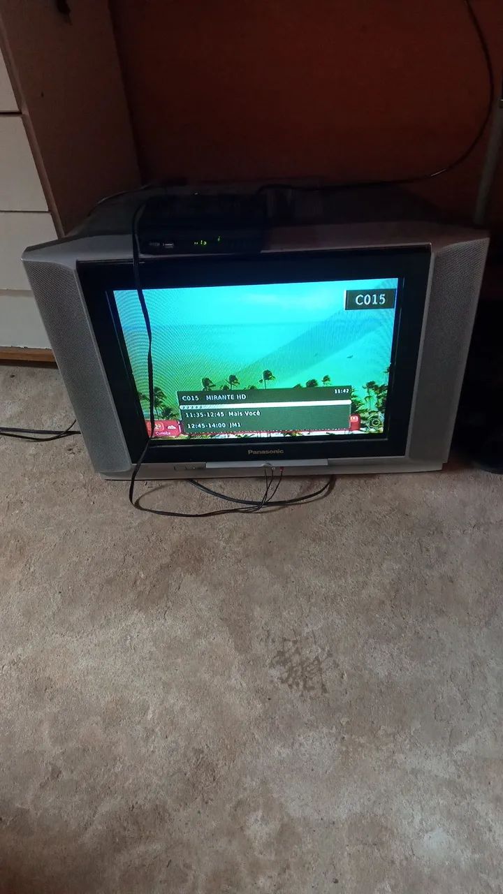 Tv de tubo,com conversor e antena, controle 