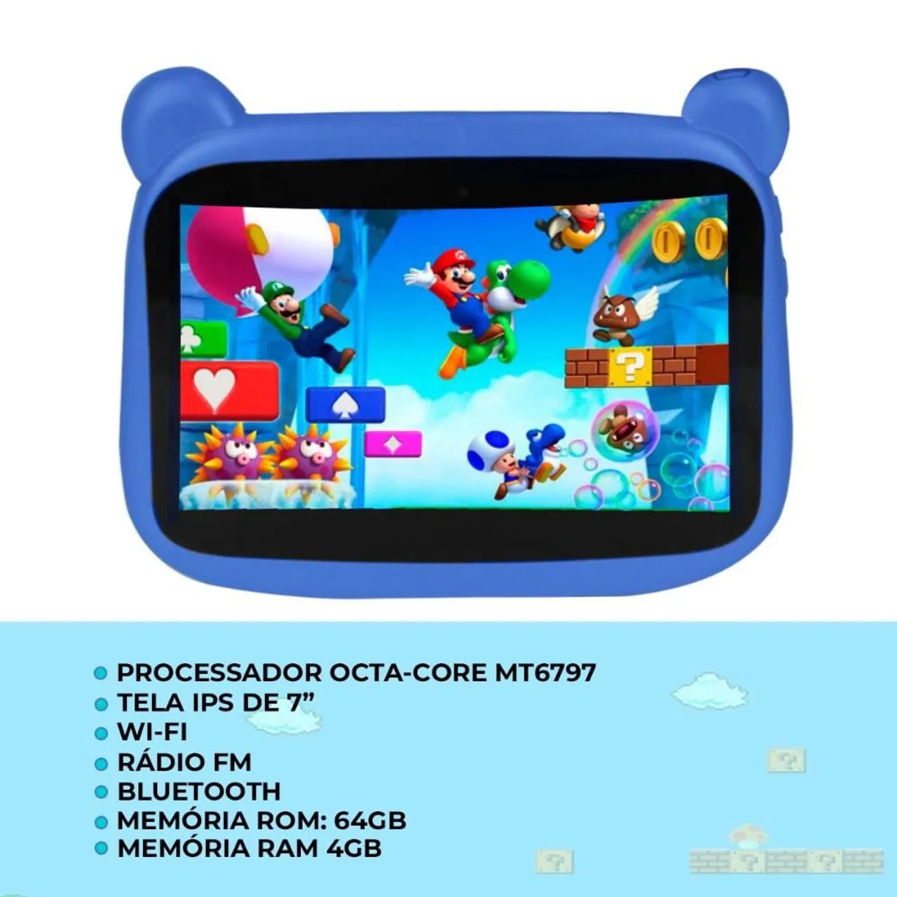 Tablet Infantil 4GB WiFi Bluetooth 7'' ips 2MP Interativo Android 13 - Foto 3
