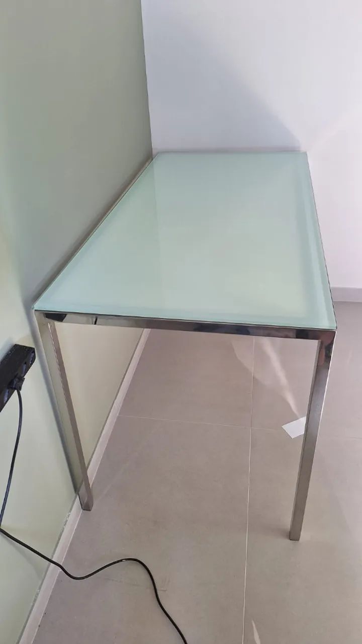 Mesa de Vidro Temperado e Aço Inox Estilo Clean - Foto 2