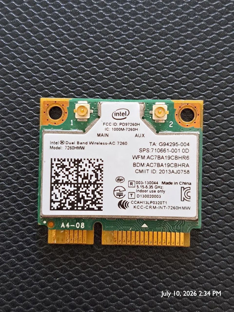 Placa de rede Wireless Wifi 2.4/5ghz Bluetooth 4.0 Intel AC7260