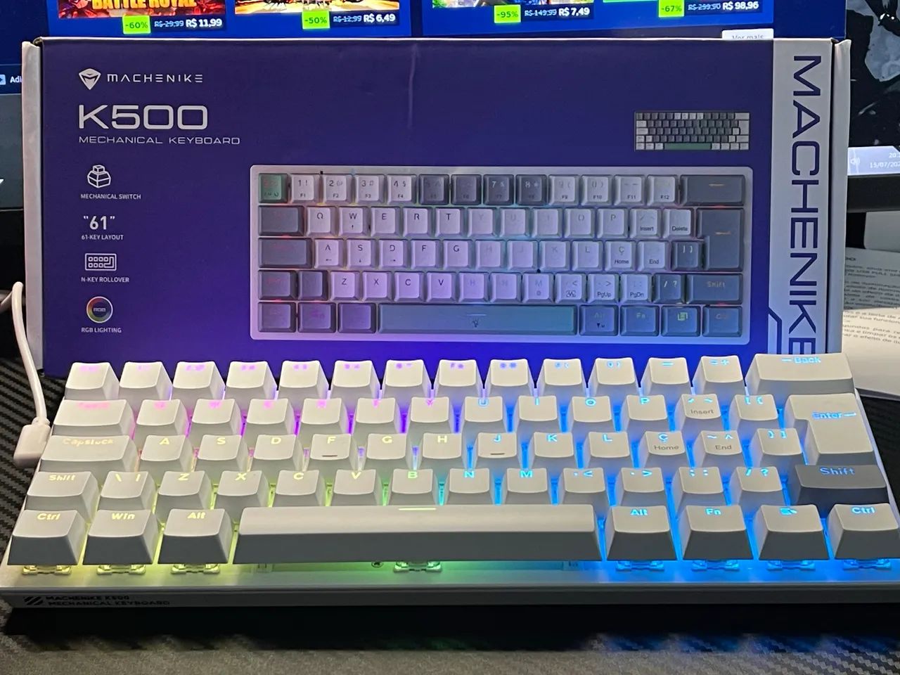 Teclado mecânico 60% K500 B61 Mini