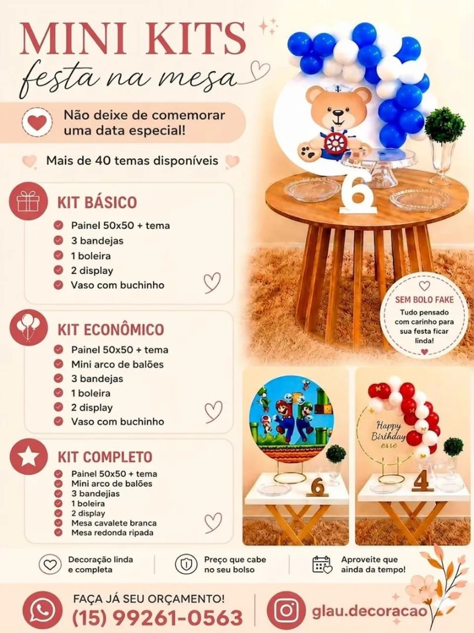 Kit pegue e monte decoração festa na mesa, apartir de 40 reais  - Foto 2