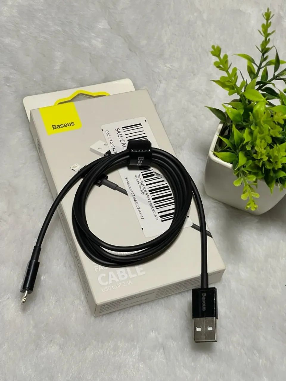 Cabo Lightning USB Baseus 1m Reforçado Alta Velocidade para iPhone e iPad