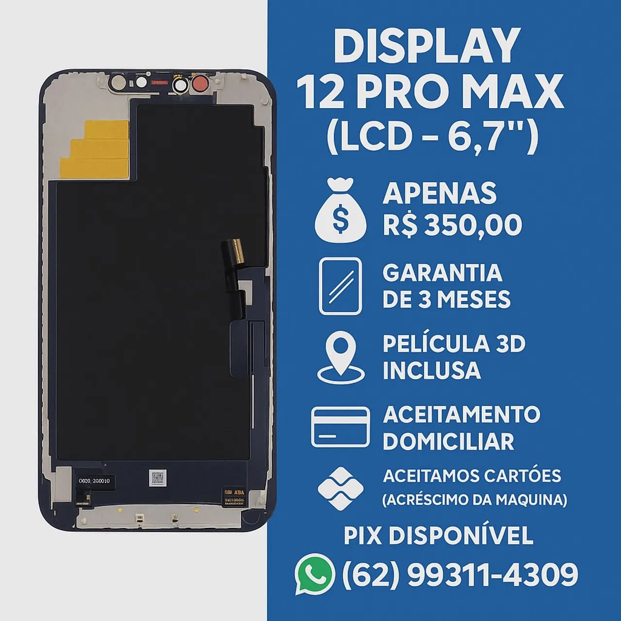 Display Tela IPhone 12 Pro Max ( Lcd) + Película inclusa 