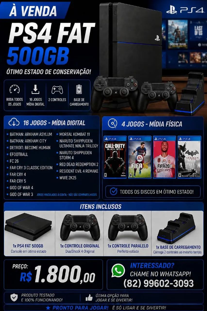 PS4 + 20 JOGOS