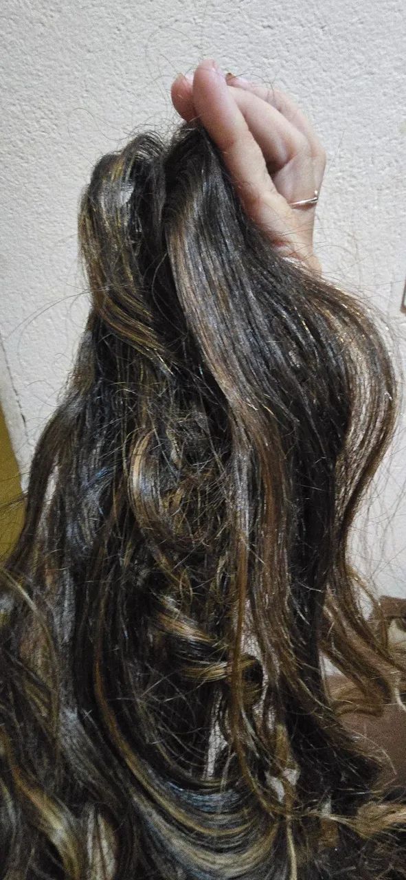 Morena iluminada Cabelo castanho liso 210 grama - Foto 4
