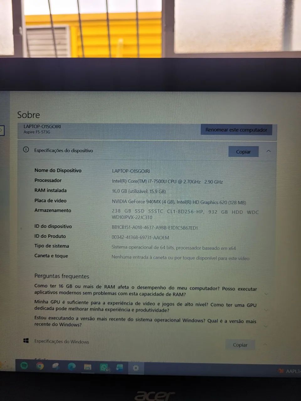 Notebook Acer Aspire F5-573G - Foto 3
