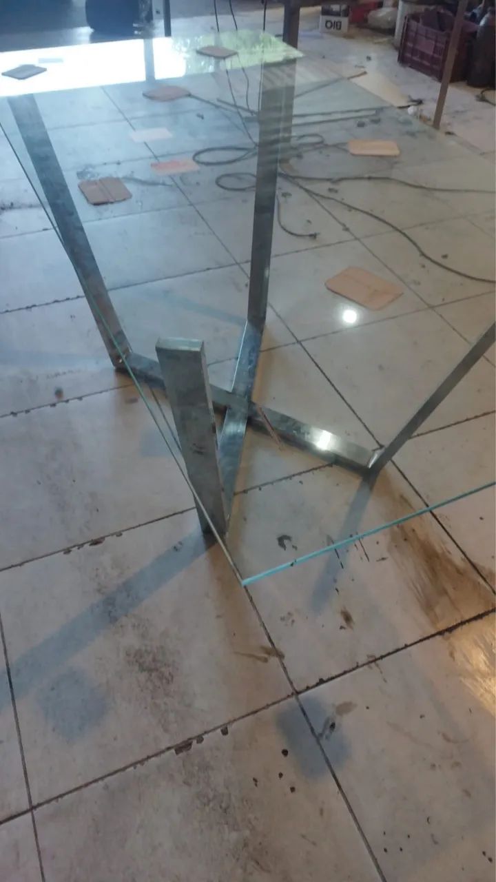 MESA EM AÇO INOX E VIDRO TEMPERADO - Foto 4