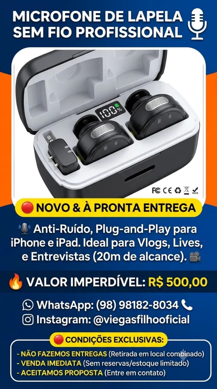 Microfone de Lapela Profissional 