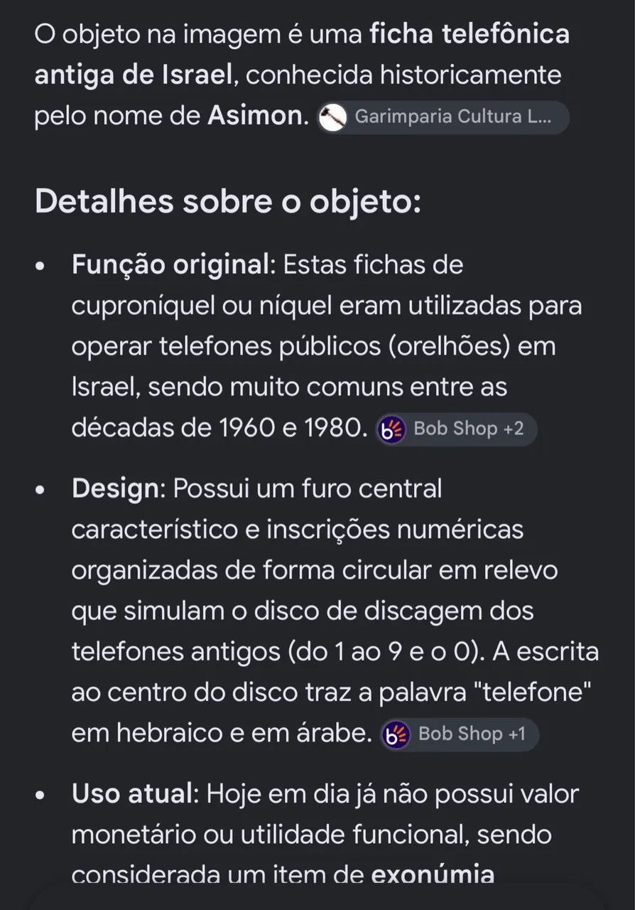 antiga ficha telefônica de Israel - Foto 5