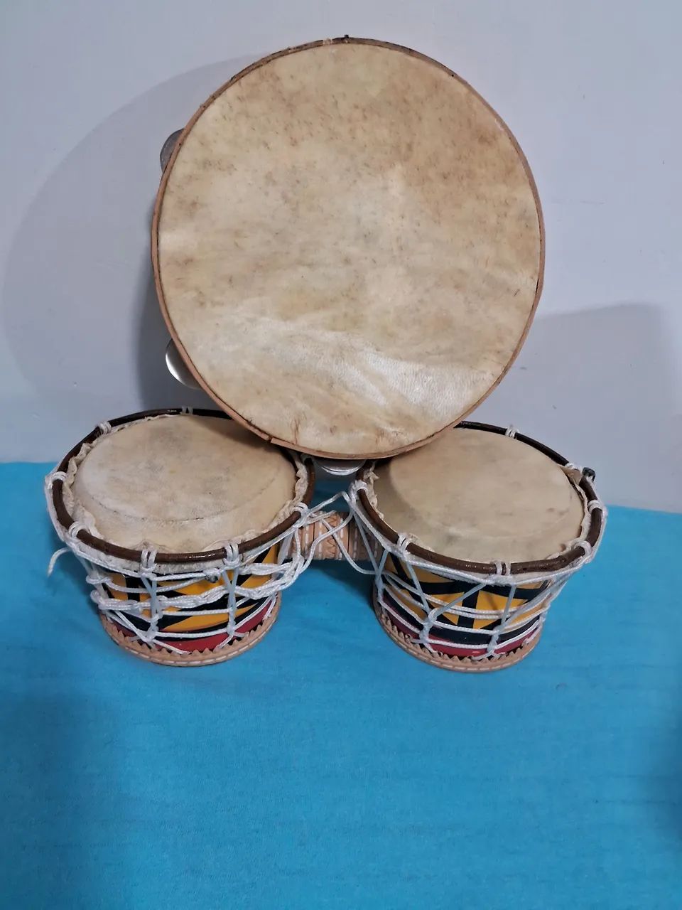 Bongo e pandeiro artesanal couro