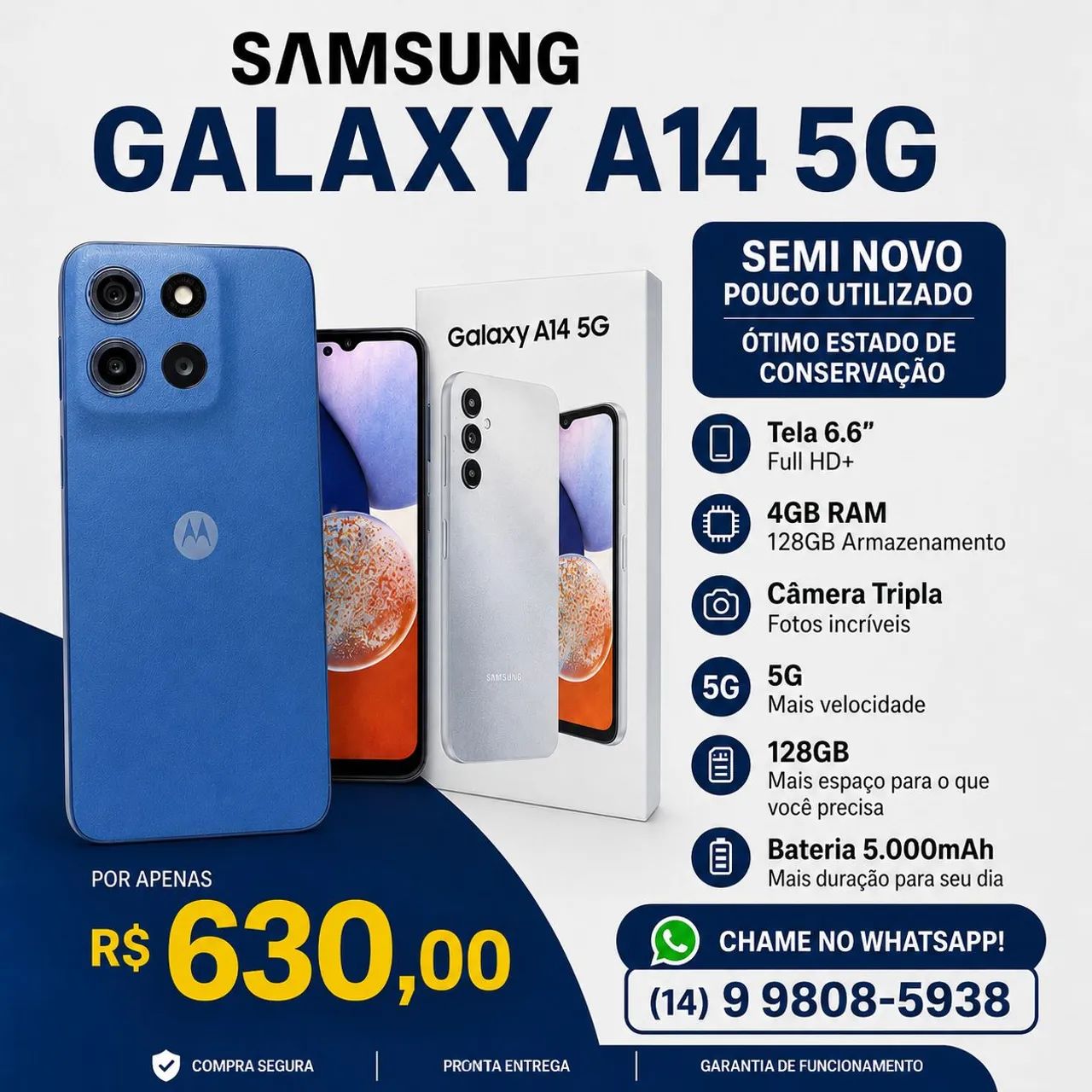 CELULAR MOTOROLA A14 128 GB - ÓTIMO ESTADO CONSERVAÇÃO 