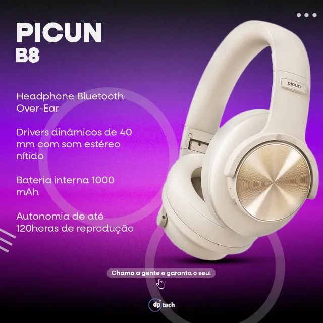 Fone de Ouvido Bluetooth Picun B8 | Over-Ear | 120 horas | 1000 mAh -Entrega Grátis-