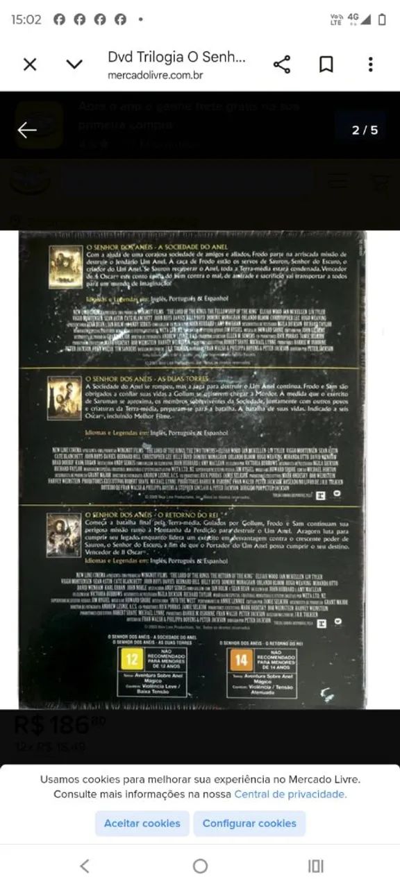 Trilogia original "O Senhor dos Anéis" (DVD) - Foto 5