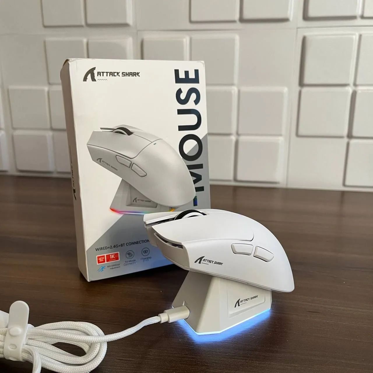 Mouse Gamer Sem Fio Attack Shark x11 Base White - Foto 2