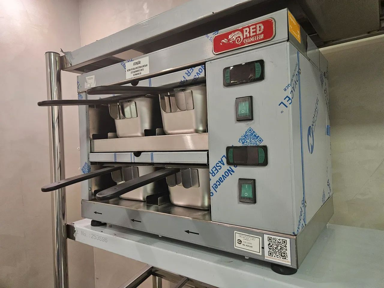 conservador de proteínas 4 bandejas inox - a pronta entrega 