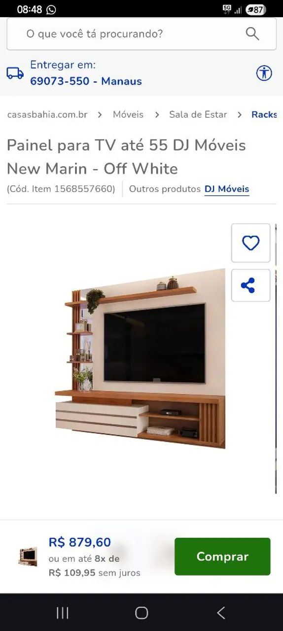 Painel de tv suspenso. 
