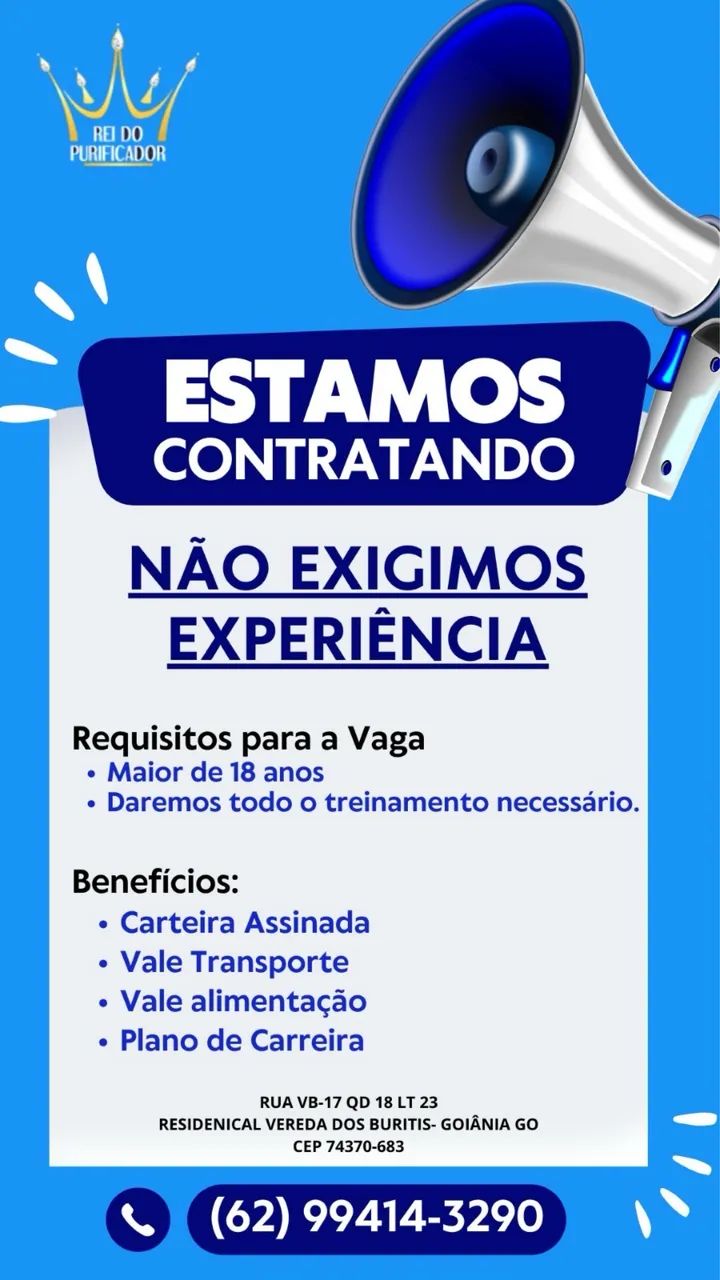 Vaga de emprego na área comercial 