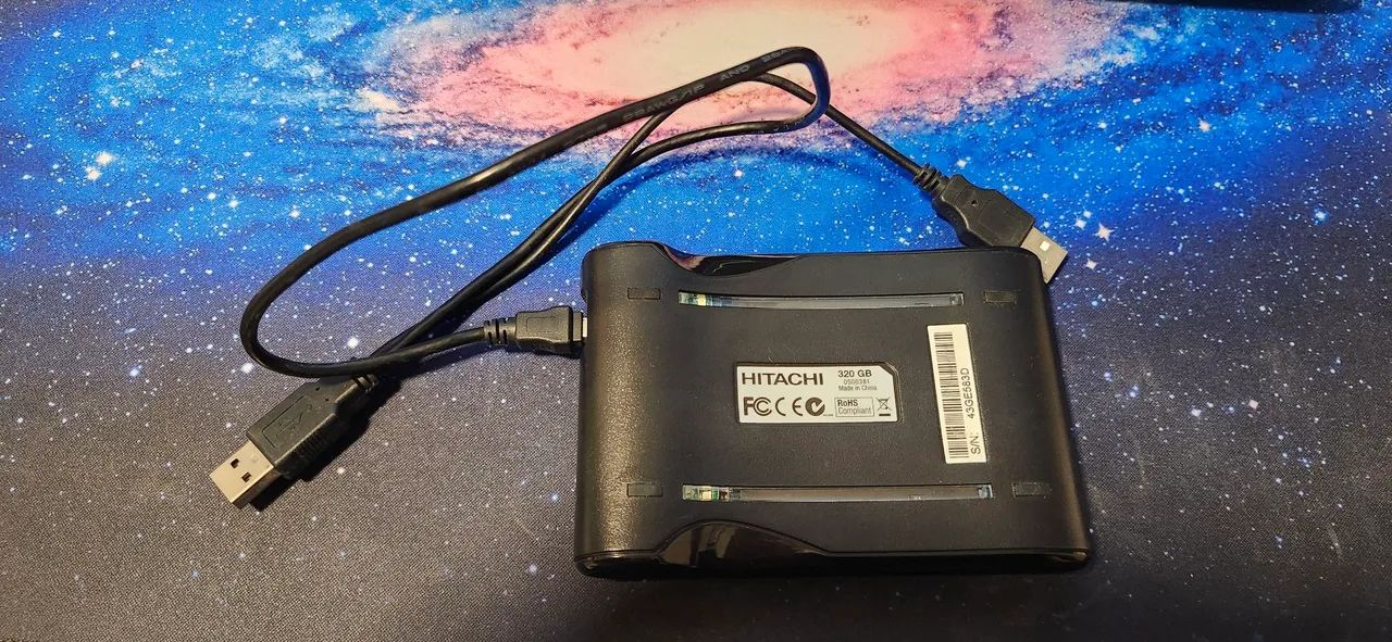 HD Externo Hitachi 320GB - USB - Funcionando - Armazenamento