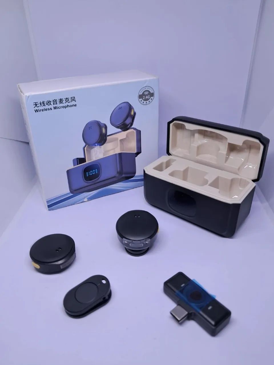 Promoção!!! Microfone Lapela Sem Fio Tipo C 2 em 1 - Foto 2
