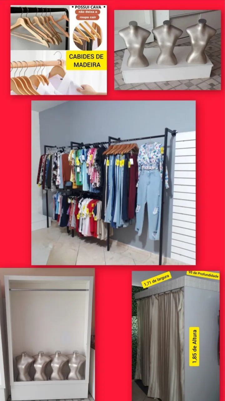Cabides de madeira loja de roupas closet guarda roupa - Foto 3