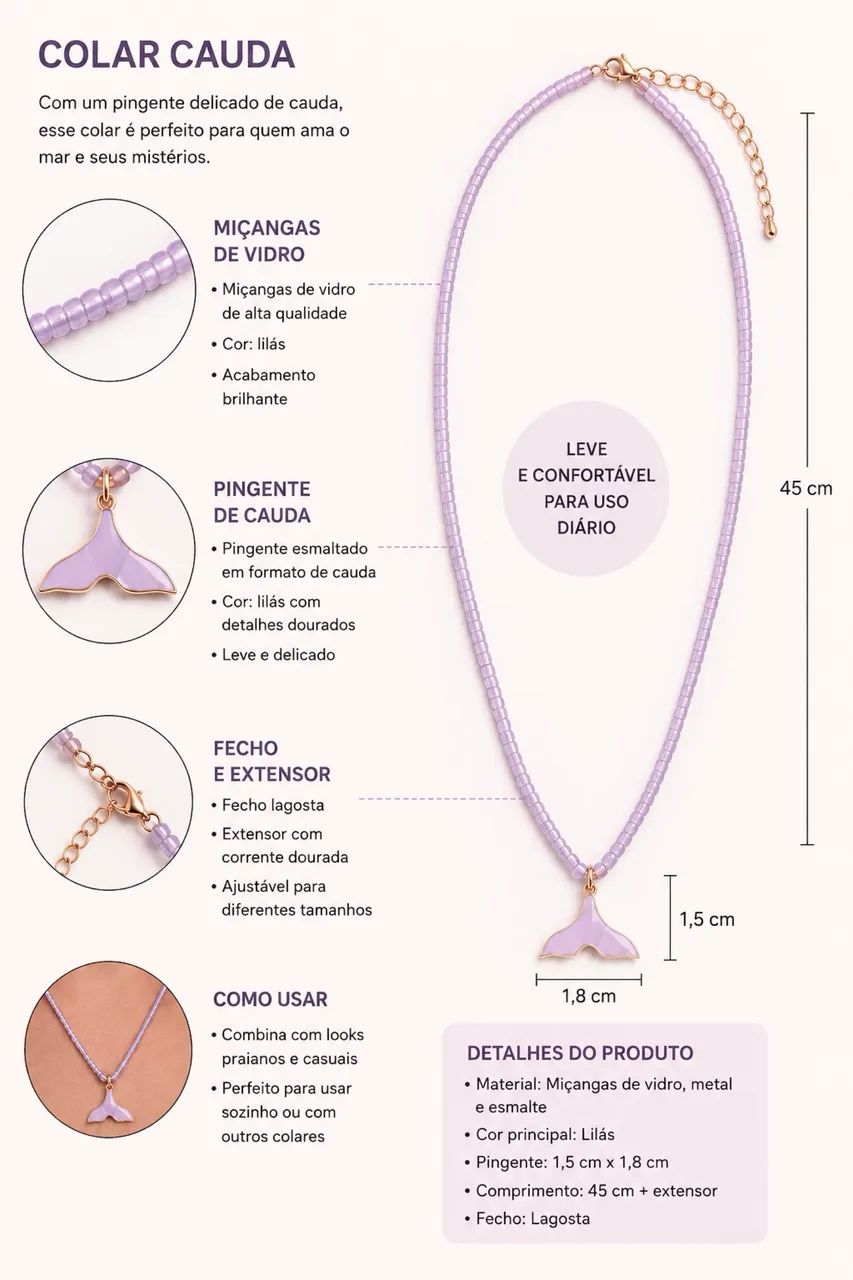 Cordão de miçanga lilás 