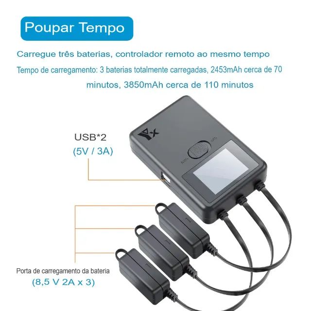 (4 em 1) Carregador Régua Hub USB Estação Carregamento Carga Drone Dji Mini3,4,5 PRO - Foto 5