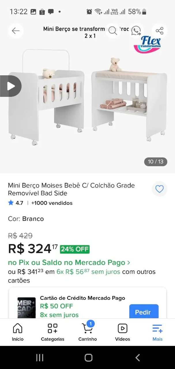 Mine berço com colchão e rodinhas - Foto 3