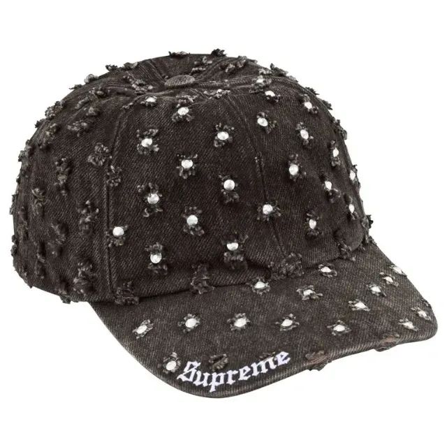 Boné Supreme - Hole Punch Rhinestone Denim 6-Panel