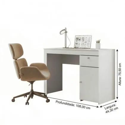 Escrivaninha Home Office Notebook Branco Iris <br> - Foto 4