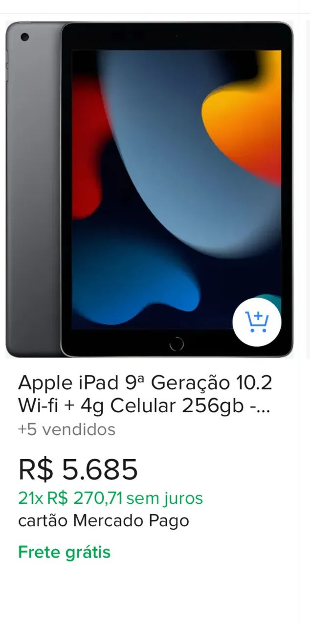 IPAD 9ª GERAÇÃO SEMINOVO 256gb