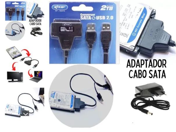 Conversor Sata USB 2.0 para HD/SSD Notebook e Desktop Novo  - Foto 2