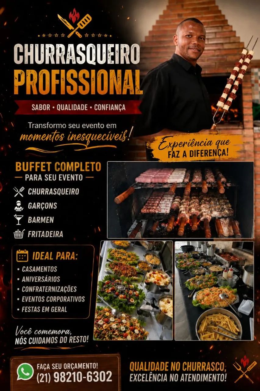 Churrasqueiro com buffet completo 