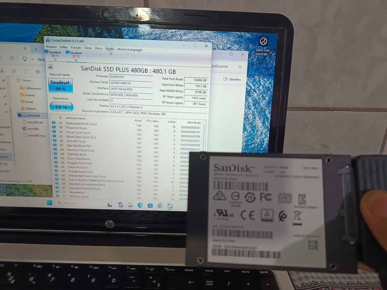 Ssd 480gb SanDisk funcionando perfeitamente, já com instalação completa windows 10. - Foto 4