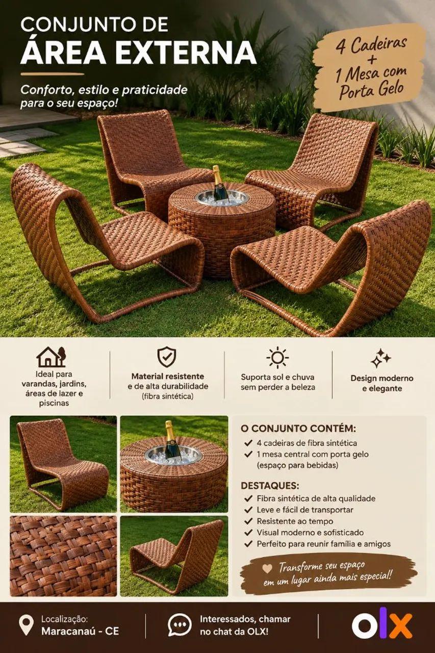 CONJUNTO DE ÁREA EXTERNA - CONFORTO E ELEGÂNCIA! 
