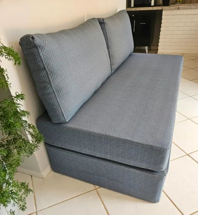 Sofá-Cama Solteiro 1,88m x 88cm em Jacquard Azul Acinzentado - Foto 2