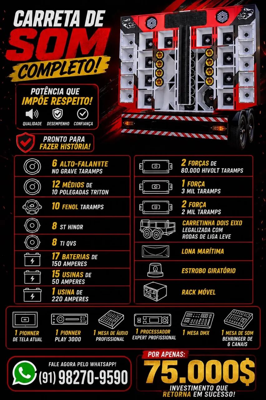 Vendo carreta de som completa hivolt