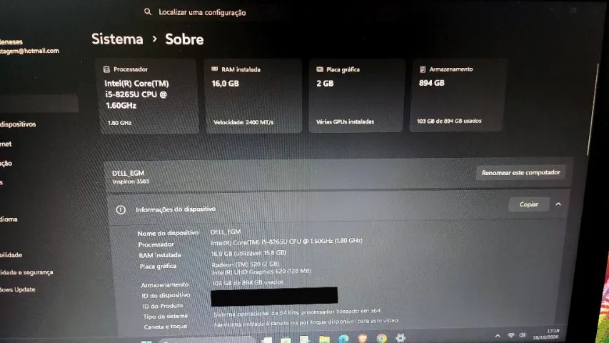 Notebook Dell i5 (3583) / 16GB RAM / SSD 894GB - Foto 3