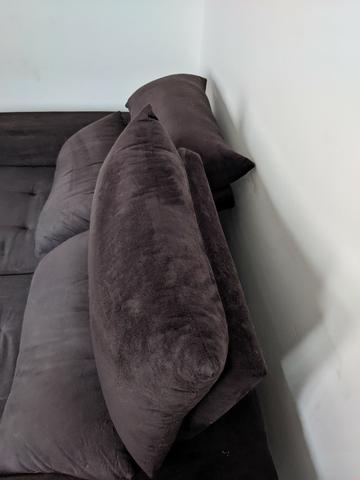 Sofá Cama Retrátil e Reclinável Suede Amassado Preto - Foto 6