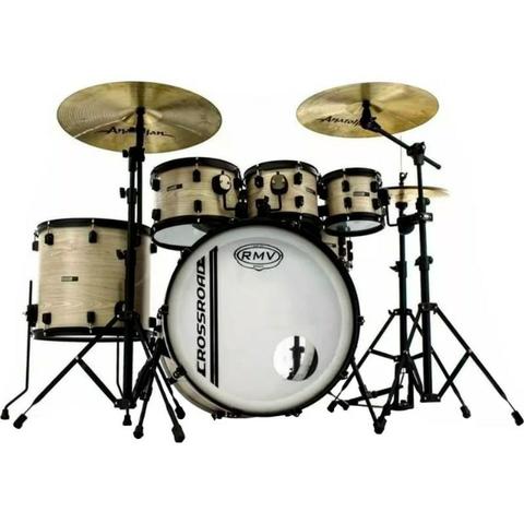 Bateria Rmv Cross Road Bianco 3 Tons SuperNova + Pratos + Cajon + 3 estantes extras