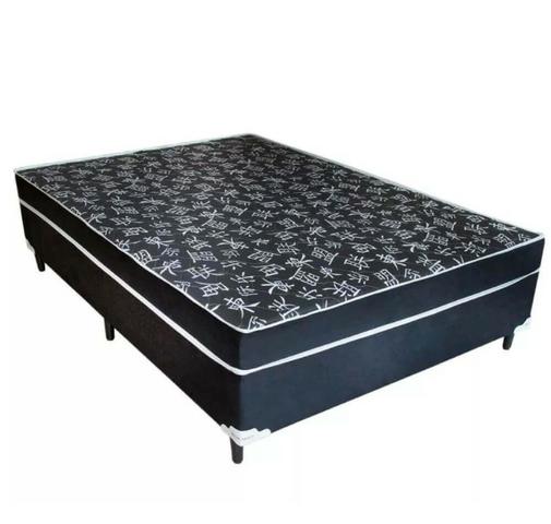 Cama Casal Conjugado Ortopédico - Suede Preto (188x138x52cm)