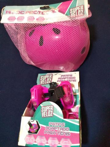 Kit Proteção Infantil + Patins Adaptado para tênis - Foto 4
