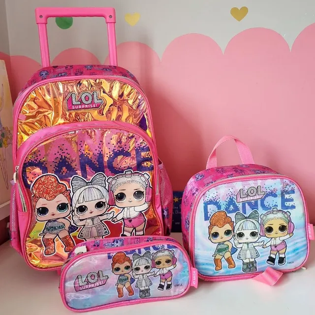 Kit Mochila Escolar Infantil LOL BFFS 4 Eva Com Rodinhas - Luxcel