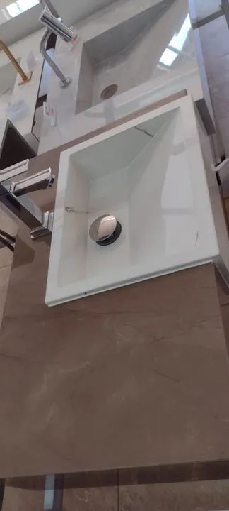 Pia de porcelanato semi encaixe 