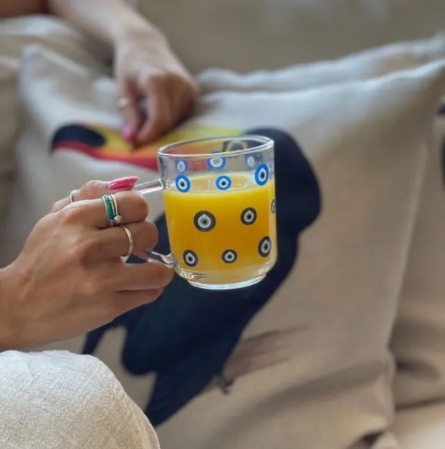 Caneca De Vidro Grande Decorado - Olho Grego 17895 Promoção - Foto 2